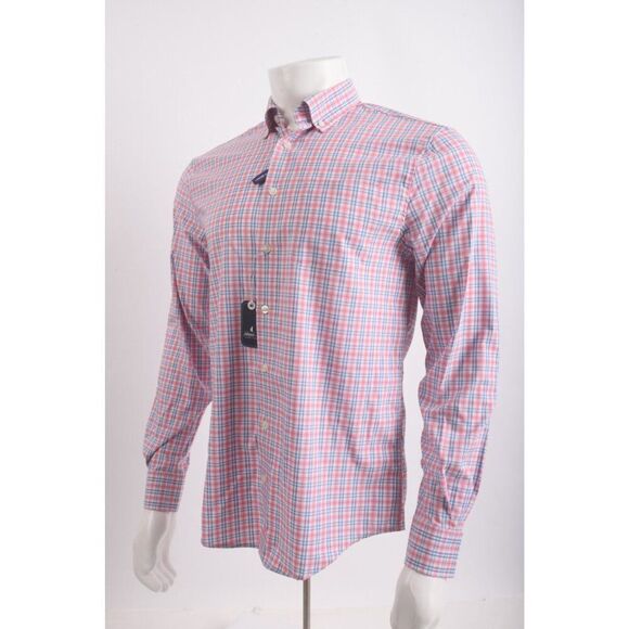 Johnnie-O Mens Novak Oxford Shirt Size S Blue Pink Plaid Long Sleeve NWT - Picture 3 of 6